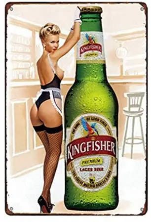 

Lplpol Metal Tin Sign Kingfisher Beer Bar Pub Home Vintage Retro Poster Cafe Art 12" x 18"