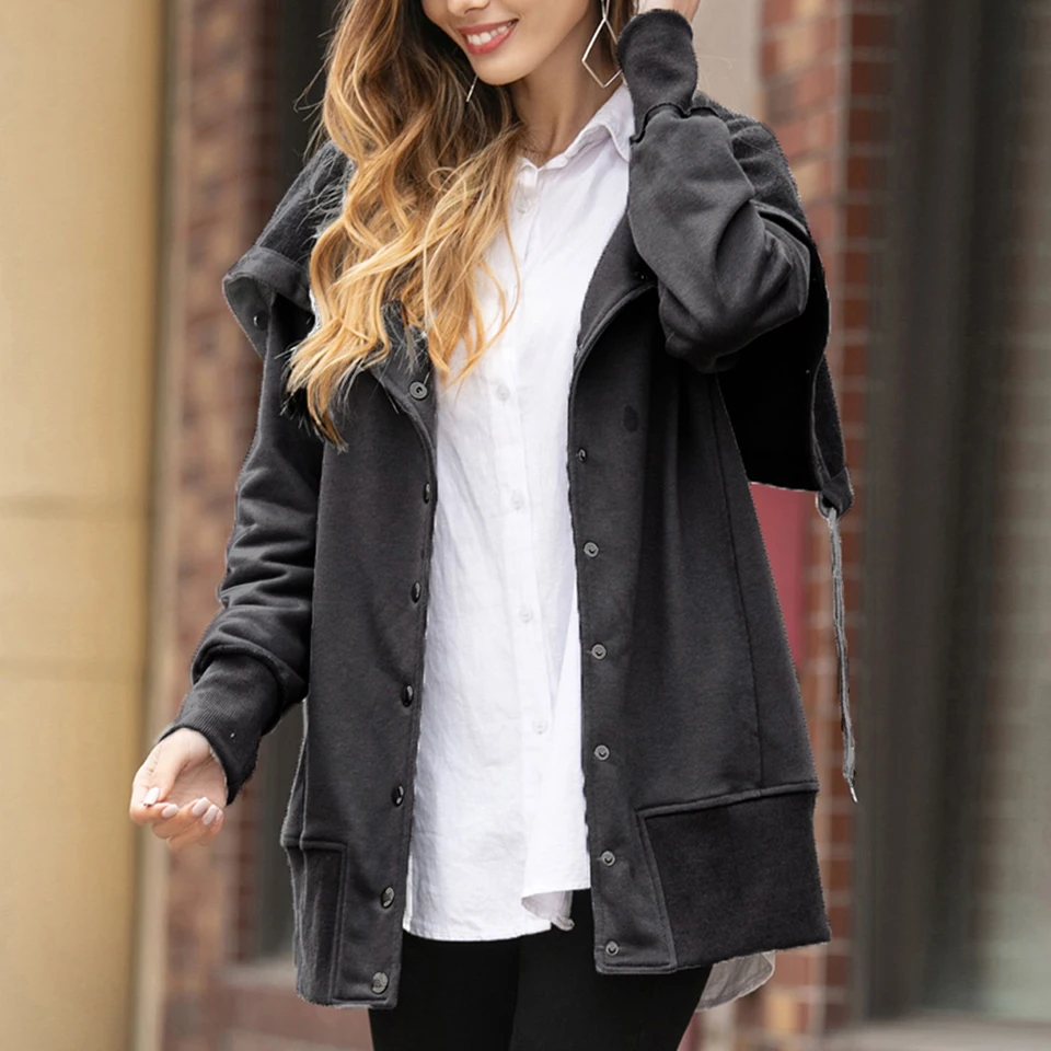 

Turndown Collar Sweatshirt With Snap Button Up Hoodie Lapel Poleron Mujer 2021 Street Fashion Hoodies Women Oversized 3xl Loose