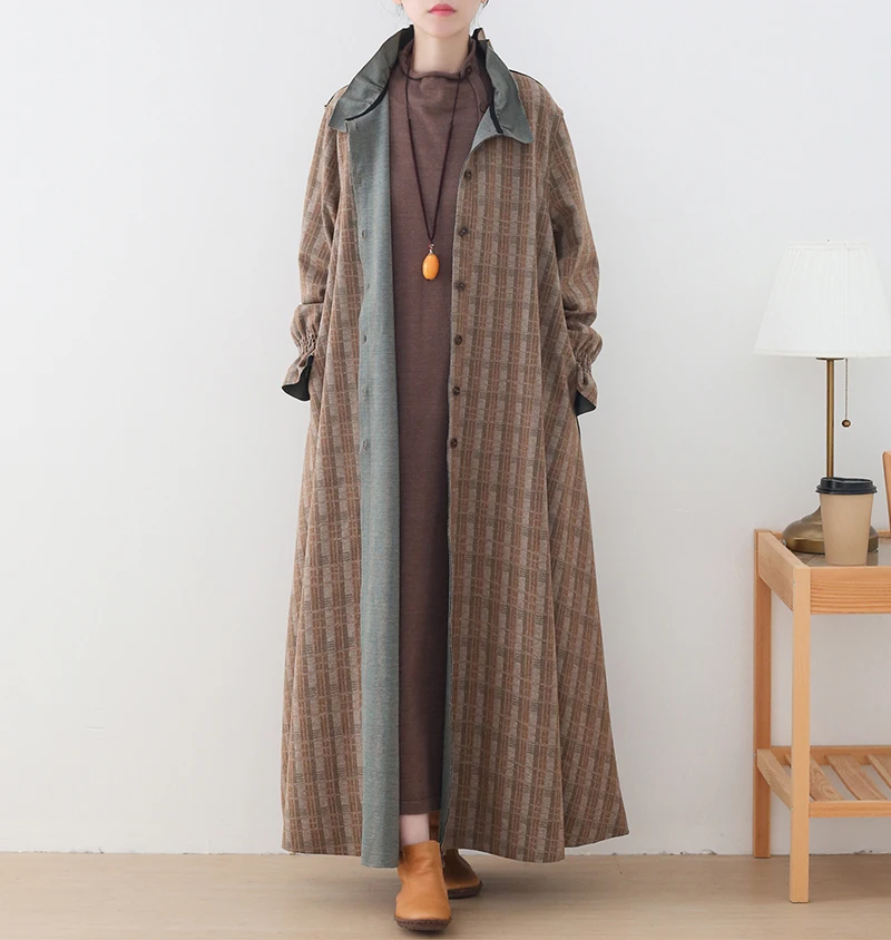 Новый 2020 Для женщин шерстяное пальто утолщенное клетчатое в винтажном стиле с