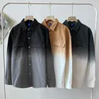 Мужская рубашка с длинным рукавом, градиентный цвет, с несколькими карманами, Свободный Повседневный Кардиган в Корейском стиле, популярный бренд размера плюс