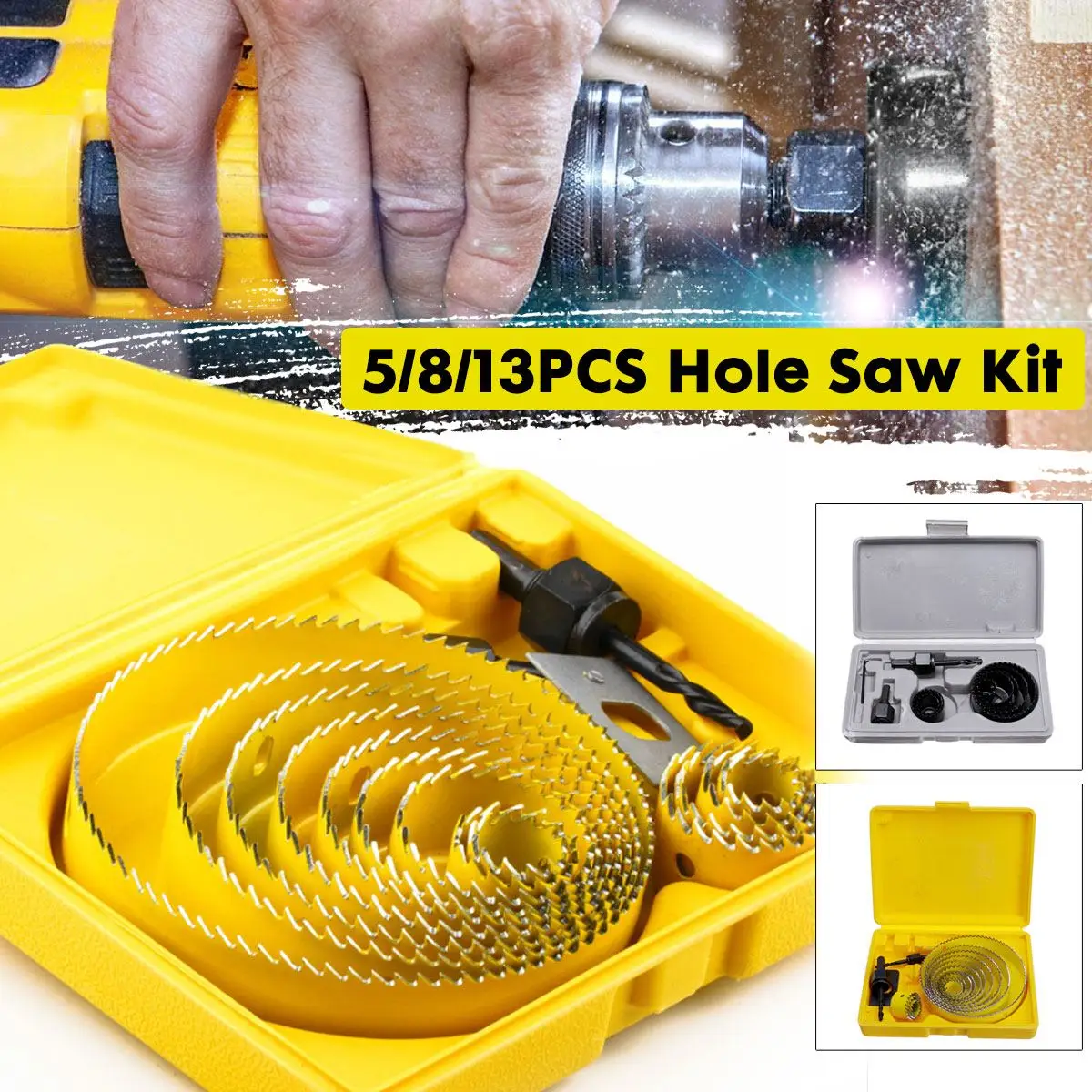 

Набор сверл для отверстий по дереву, из углеродистой стали, 19-127 мм, 5/8/13 шт.