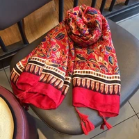 women fashion aztec ethnic cashew floral tassel viscose shawl scarf lady high quality wrap pashmina stole bufandas muslim hijab