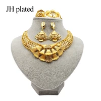 dubai fashion flowers gold color jewelry sets african wedding gifts party for women necklace bracelet earrings ring collares set