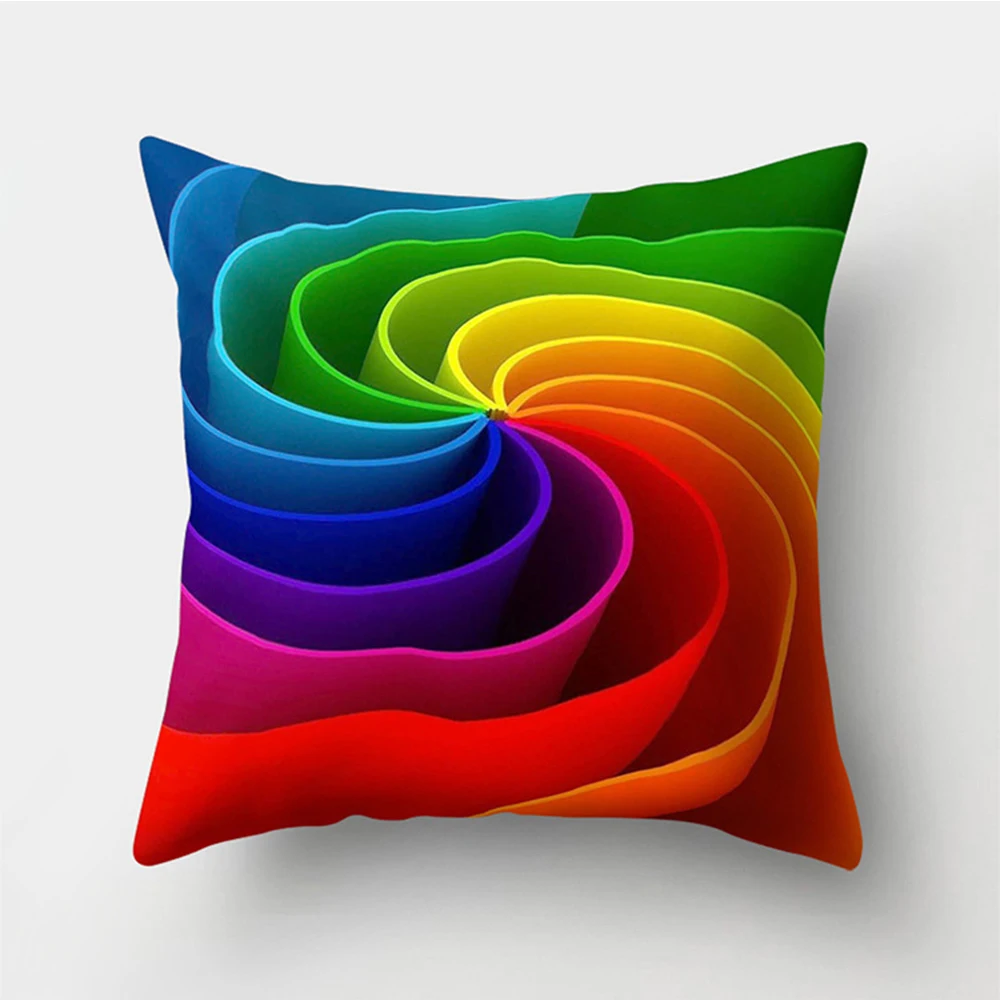 

Nordic Fashion Creative Colorful Printing Peach Skin Pillowcase 45x45cm Corrugated Swirl Family Decoration Cushion Cover