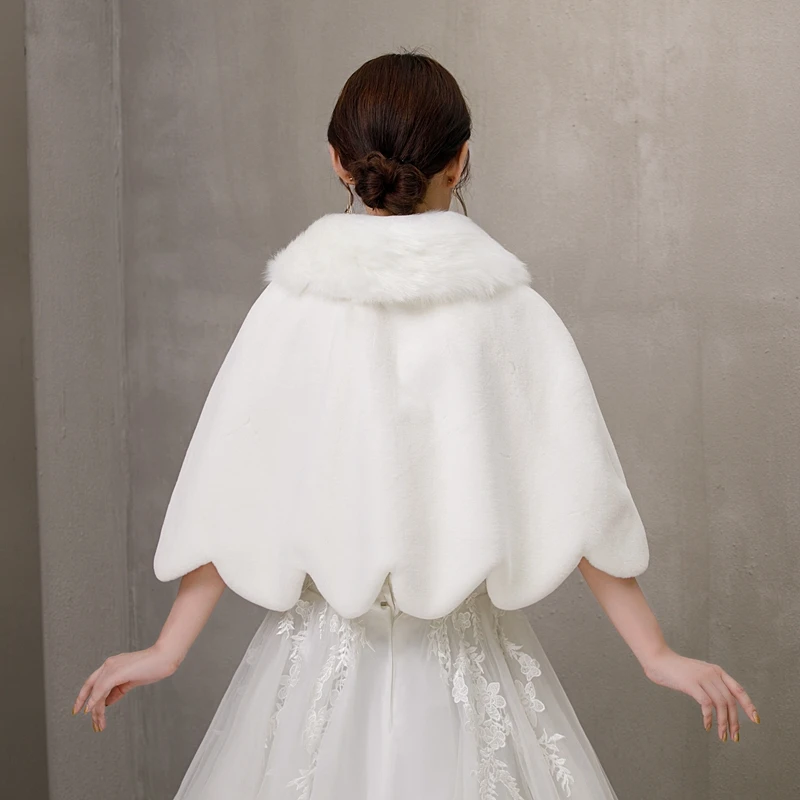 Новинка 2020 женские меховые шали цвета слоновой кости Свадебные палантины