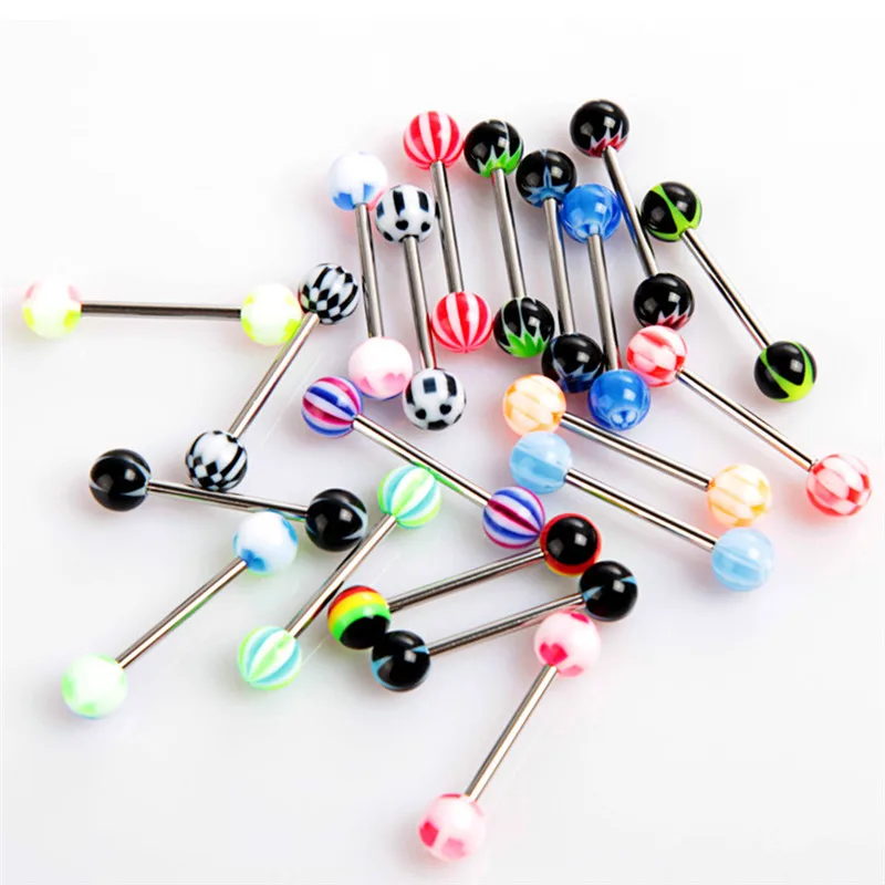 30/50Pcs/lot Surgical Steel Mixed Colors Bars Barbell Tongue Piercing Tounge Rings Body Jewelry Hot | Украшения и аксессуары