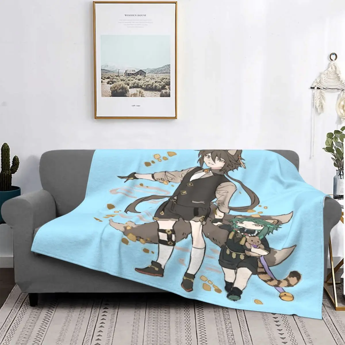 

Zhongli-Manta a cuadros Xiao 3 для детей, для cama colcha, alfombra a cuadros, sofra Kawaii, funda для детей