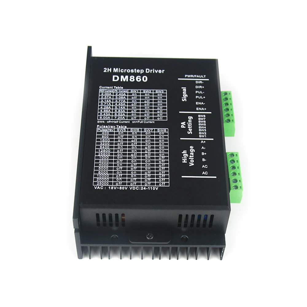 Двухфазный Драйвер шагового двигателя DM860 24-110 В DM860H микрошаговый двигатель