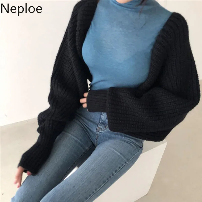 Neploe Autumn New 2020 Loose Bat Cardigans Sweater Women Sexy Open Back Lace Up Pull Femme Coat Hollow Out V Neck Thick 46929 |