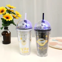 space plastic straw cup childrens water cup cute star water bottle with straw bottle innovative household gift water bottle