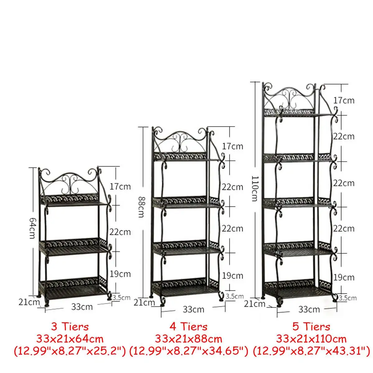 

3 Colors Nordic Style 3/4/5 Tiers Folding Iron Kitchen Organizer Multi-use Bathroom Bedroom Rack Standing Book Shelf Home Decor
