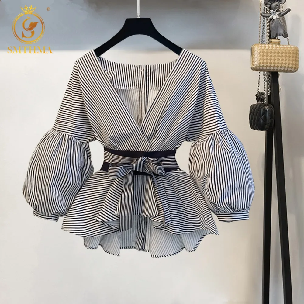 Высококачественная летняя блузка с рукавами фонариками для женщин 2020 Новая