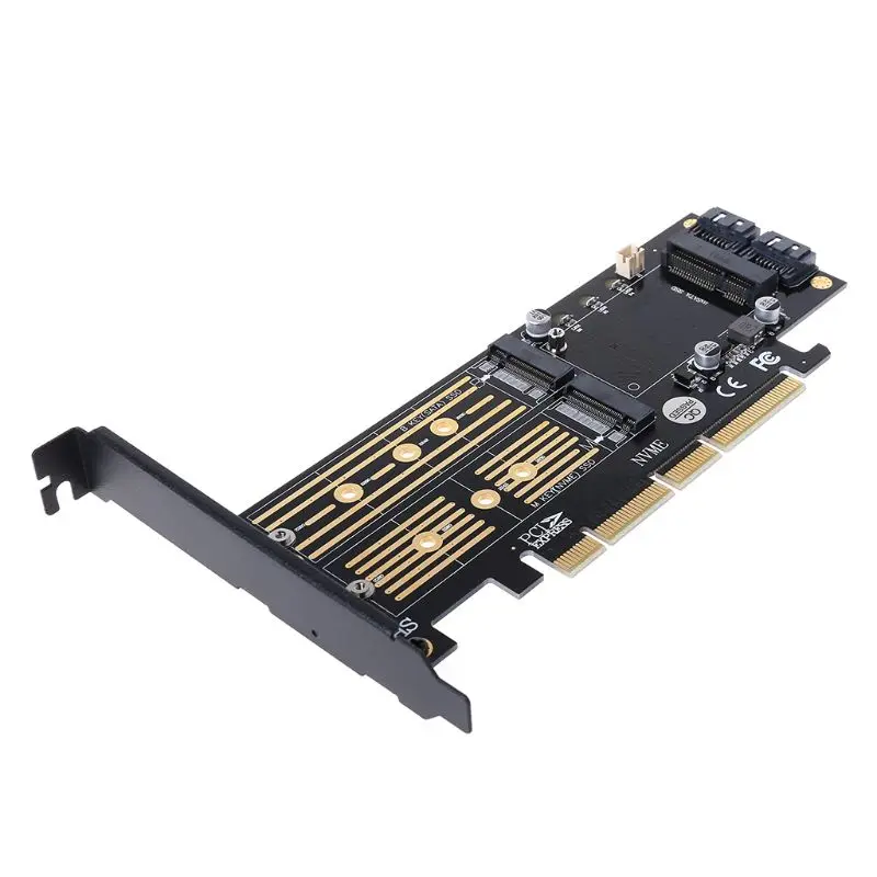 Новинка 2020 PCI E 3 0 X16 к M.2 SSD PCIE M2 адаптер Raiser M ключ B mSATA 2 x 7Pin SATA порт NVME AHCI в 1