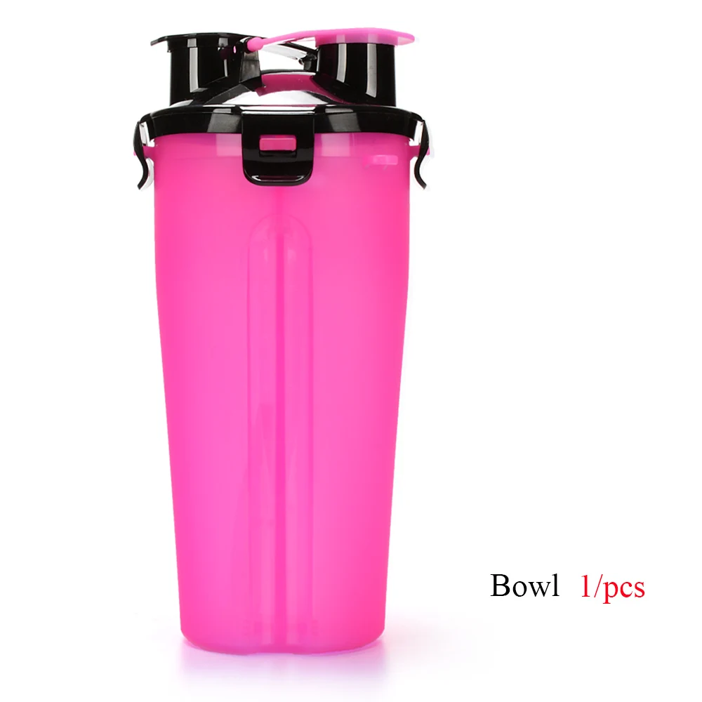 pink only 1 cup Портативная 2 в 1 ПЭТ бутылка для воды контейнер для еды со складной силиконовой миской для домашних животных уличная дорожная кормушка для кошек и собак чашка - Цвет: pink only 1 cup