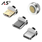 Магнитные штекеры A.S 12-го поколения для кабеля Type-C, Micro USB, круглые наконечники, зарядный кабель, штекеры для iPhone Lightning