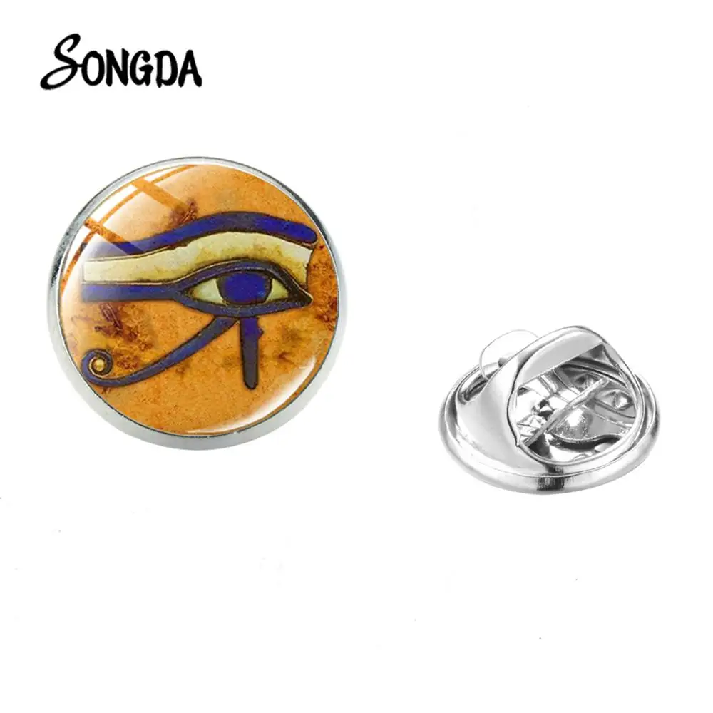 Египетские боги сила глаз металлическая брошь древние глаза хора стеклянная