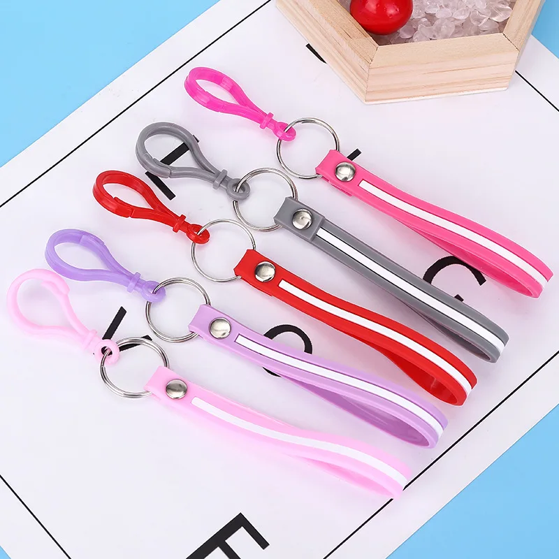 

10pcs New Fashion Pendant PVC Soft Rubber Leather Cord Keychain Lovers Metal Car Key Ring Accessories