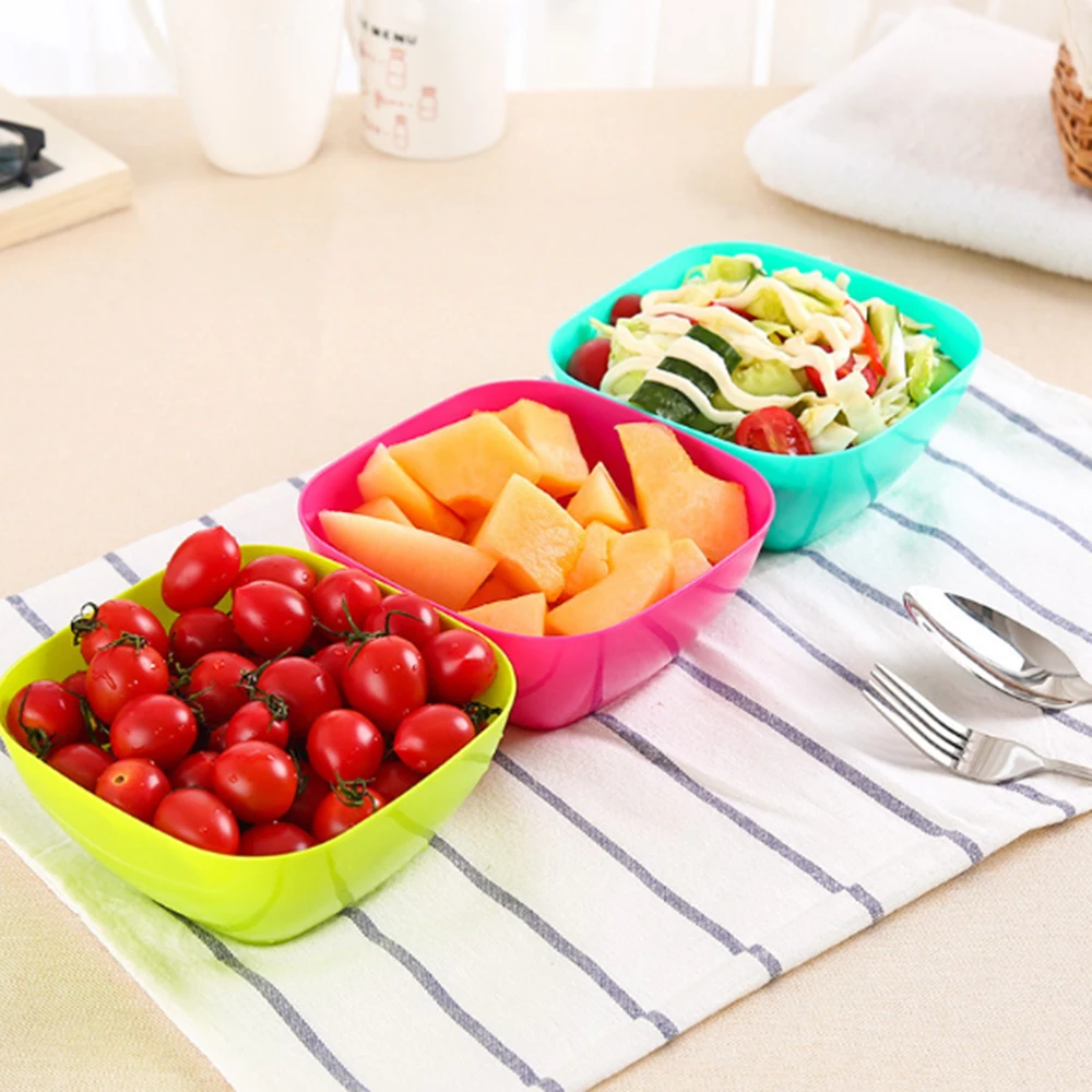 

Plastic Fruit Salad Bowl Of Food Grade Plastic Square Melon Fruit Plate Small Snacks Wholesale Candy Dish