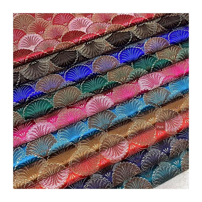 

Wide 29" Jacquard Brocade Fabric for National Dress Qipao Tang Suit Material Tibetan Pattern Fish-scale Flower Fabric