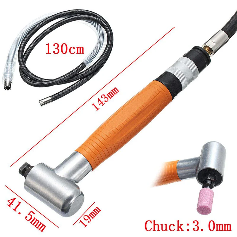 

90 Degree 3mm Pneumatic Angle Air Micro Die Grinder Pencil Style Polisher Tool Accessories Kit EF