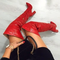 woman fashion simple over the knee boots high quality square heel sexy pointed toe side zipper female long boots