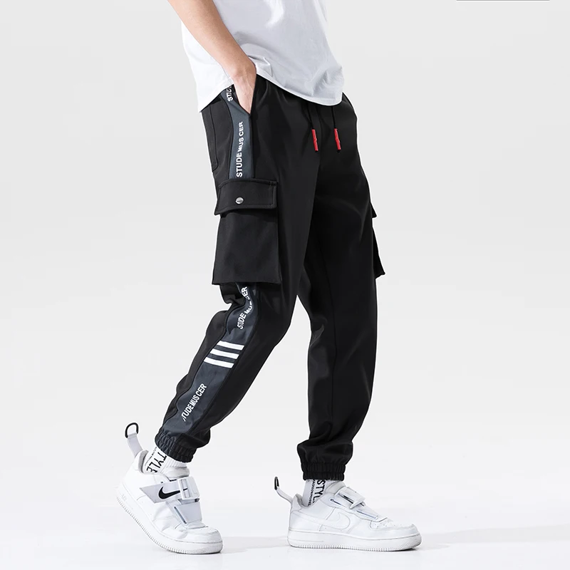 Харадзюку брюки для бега мужская Японская уличная одежда военные брюки-карго