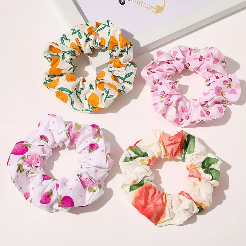 

New Avocado Peach Hair Scrunchies Women Scrunchie Elastic Hair Bands Girls Headwear Rubber Hair Ties Transparent Ponytail Holder