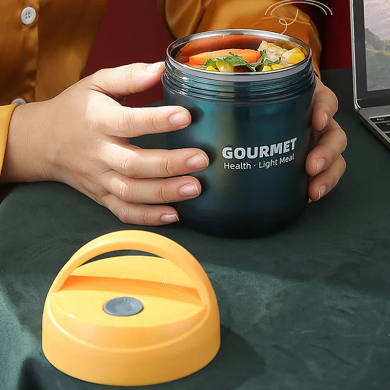 

Stainless Steel Thermos 500/580ml Multifunctional Soup Can Bento Box Office Food Insulation Container Leakproof Breakfast Cup
