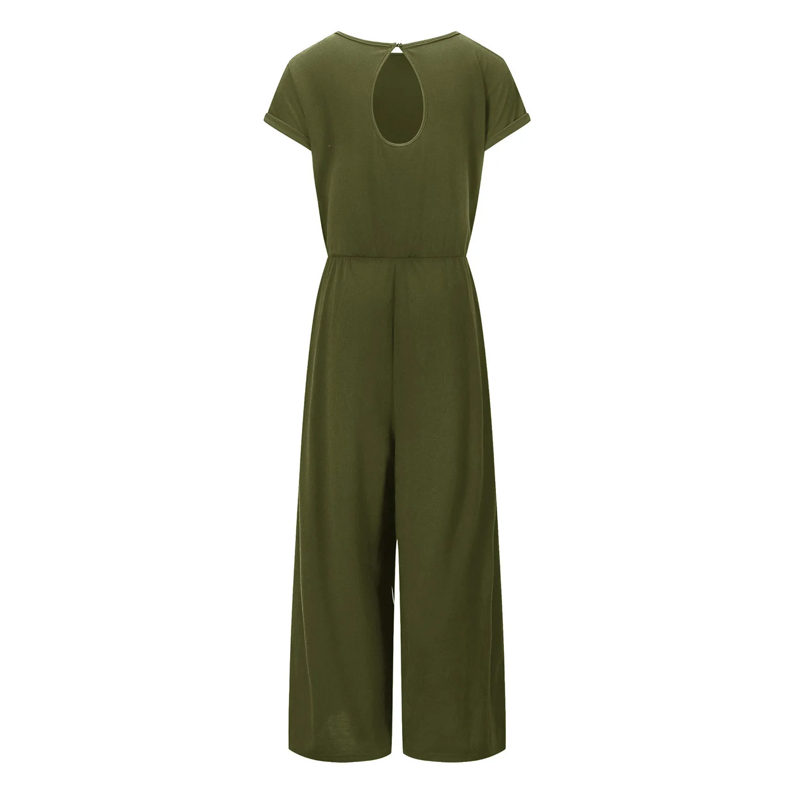 

Summer Fashion Casual Women Short Sleeve Loose Long Pants Solid Jumpsuit Bodysuit Female Fashion Vestidos