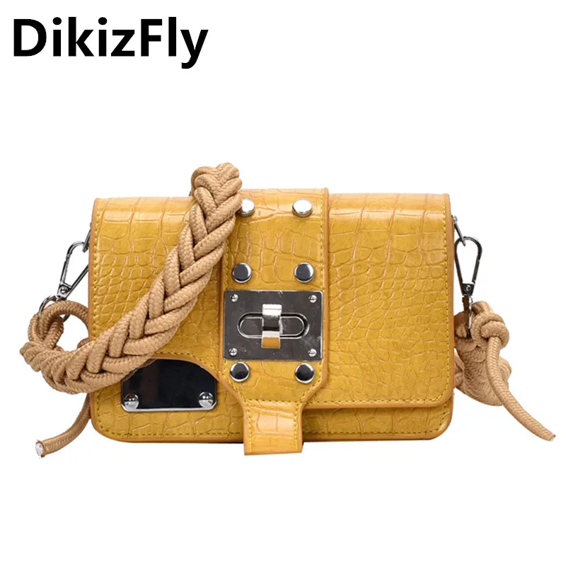 

Женская сумка на плечо DikizFly с камнями, летняя сумка через плечо с переплетенным шнурком, сумки и кошельки 2020, кожаная сумка хорошего качеств...
