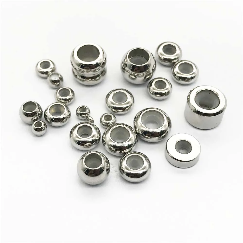 

Бусины Из Нержавеющей Стали 316L без рисунка с маленькими отверстиями, металлические бусины-разделители с логотипом на заказ для изготовлени...
