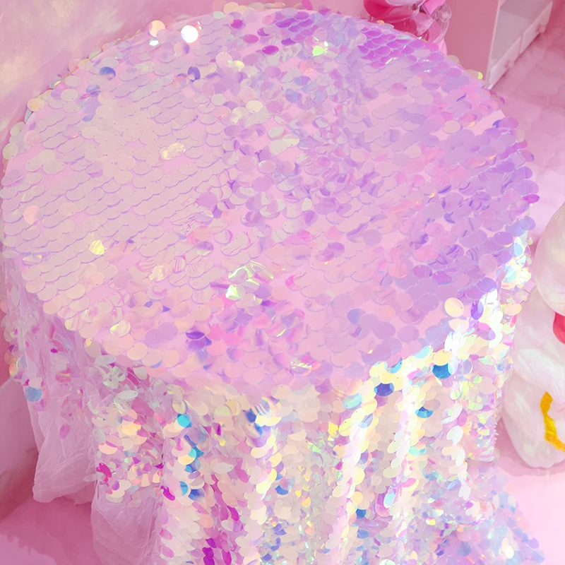 Розовая имитация чешуя Русалки Dreamy круглая скатерть с блестками Фон Ткань
