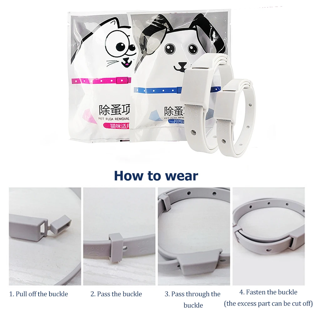 Ошейник для домашних животных Регулируемый против комаров блох и клещей