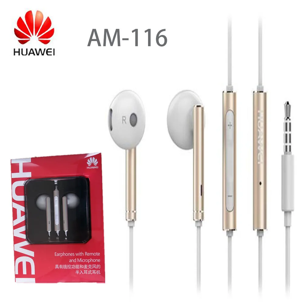 Оригинальные наушники Huawei AM 116 с микрофоном и регулировкой громкости
