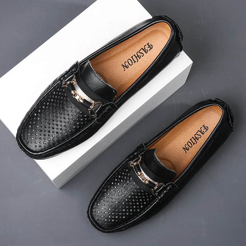 

Мокасины мужские дышащие без застежки, летние туфли-лоферы, итальянские Роскошные брендовые, повседневная обувь без застежки, большой разм...