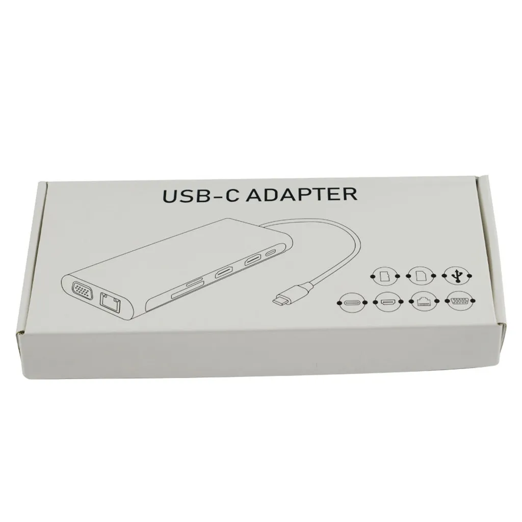 Тип C в двойной HDMI + RJ45 VGA 2 Hdmi Pd Sd Tf Аудио USB3.0 с адаптером питания для ПК 10 |