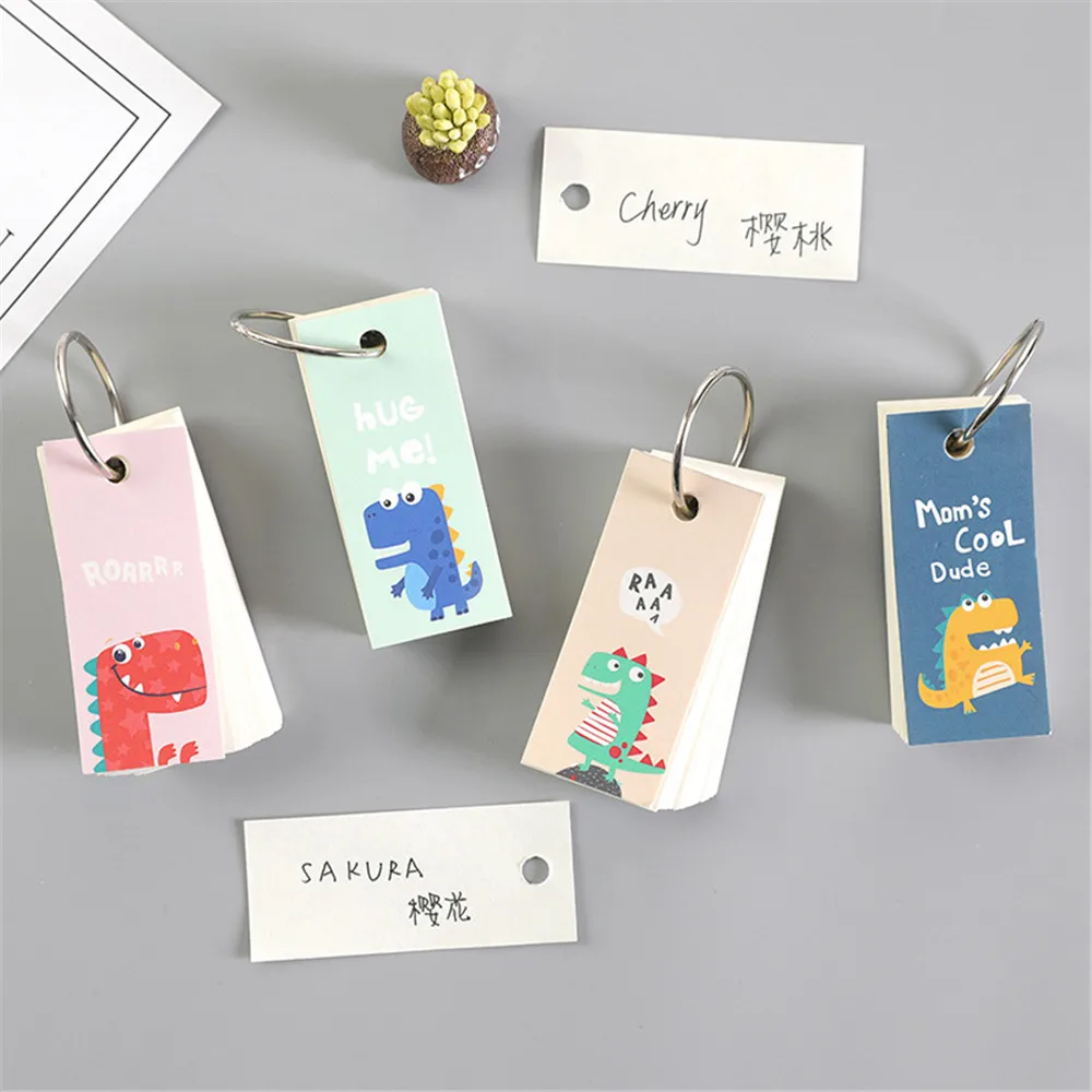 

90 листов, милые блокноты для записей с динозавром, кольцо с листьями, портативные мини-канцелярские товары, записная книжка, Детские принадл...