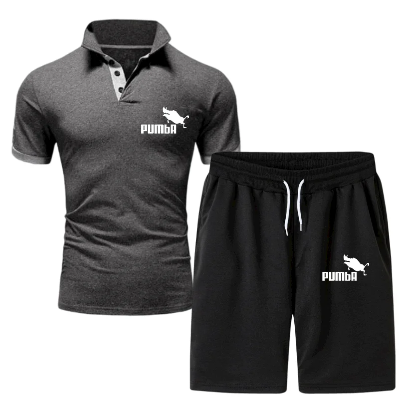 

2021 Men's Sports Tracksuit Summer T-shirt + Shorts Casual Suit Sportswear Men's