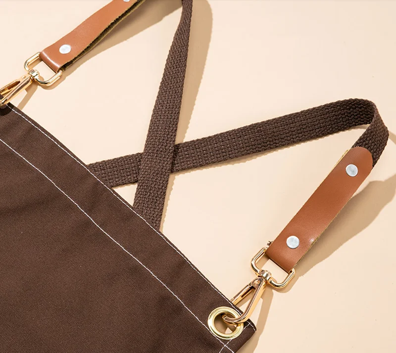 

Apron Custom Logo Kitchen Cooking Baking Bib Milktea Coffee Shop Overalls With Pockets Wear-resistant Canvas Cleaning Cloth