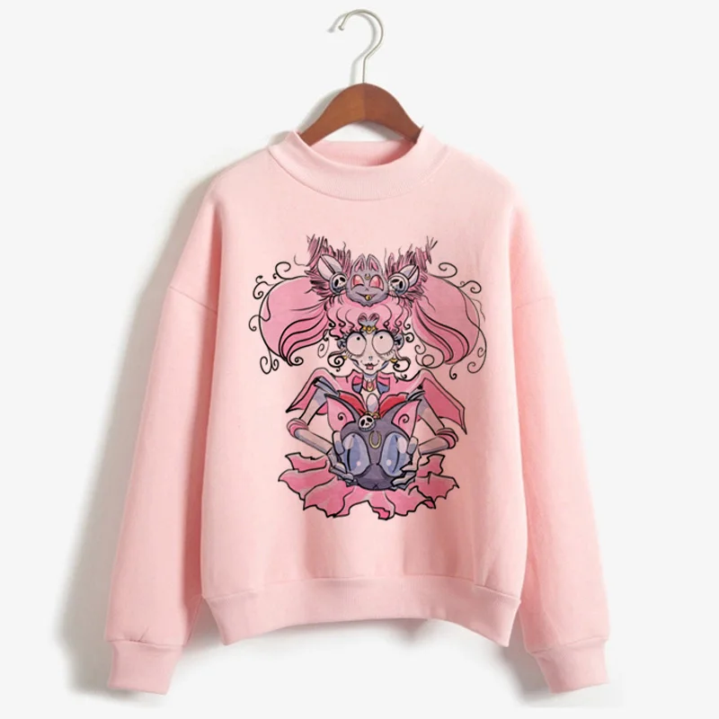 P1851B-pink Сейлор Мун каваи Харадзюку толстовки для женщин Ullzang милый кот Аниме Забавный мультфильм свитшоты Usagi 90s Эстетическая толстовка женская - Цвет: P1851B-pink