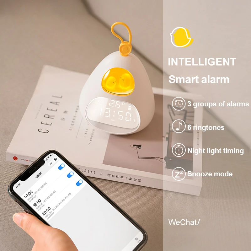 

Bird's Nest Time Alarm Clock Night Light Smart LED Wake-up Light Bedroom Desktop Accompany Sleeping Night Light