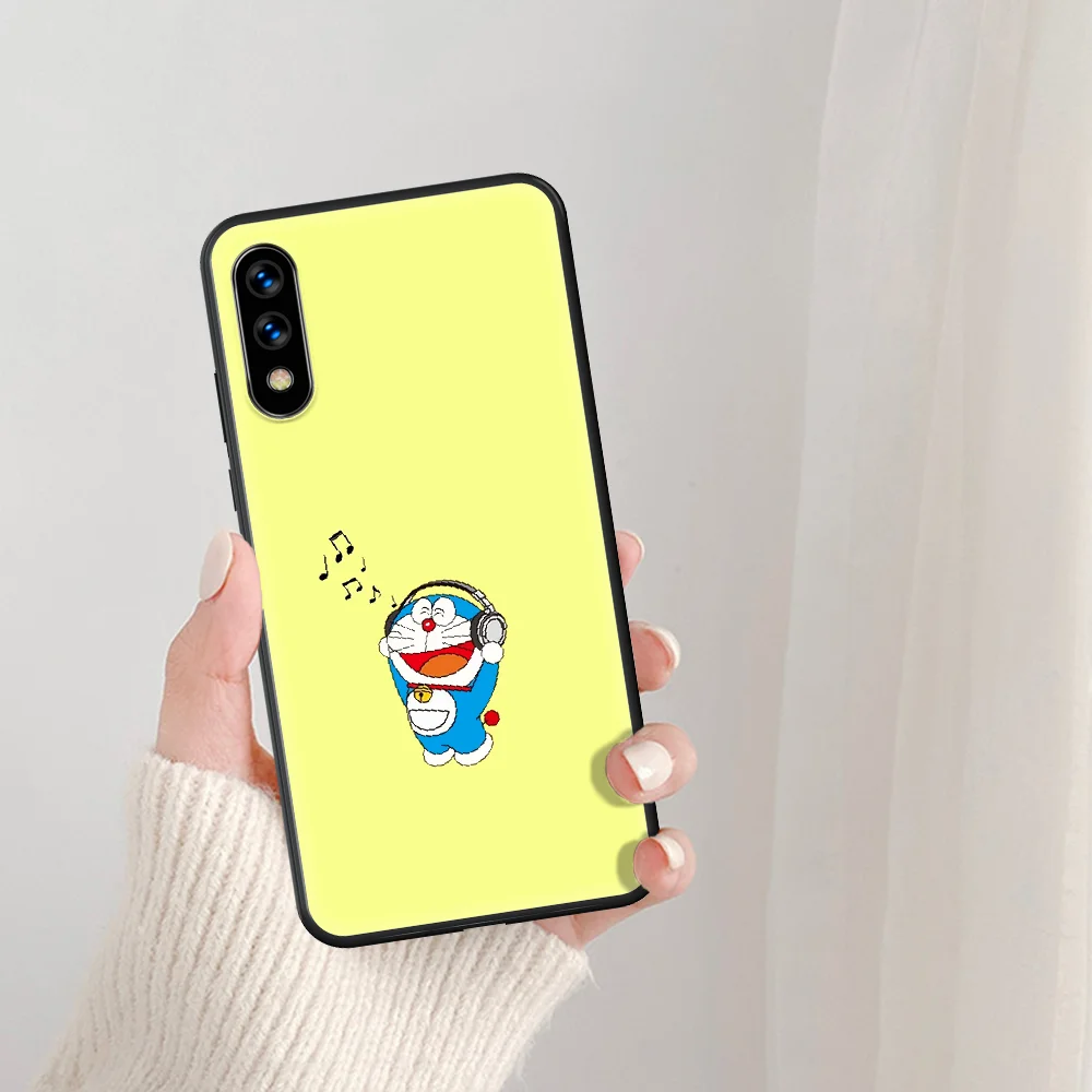

cute cartoon cat doraemon Phone Case For Huawei Honor 6A 7A 7C 8 8A 8X 9 9X 10 10i 20 Lite Pro Play black Hoesjes Fashion Funda