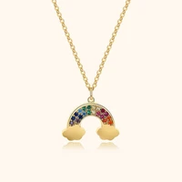 tkj 2021 fashion hot sale 100 s925 silver new rainbow cloud necklace female simple pendant fashion zircon clavicle chain