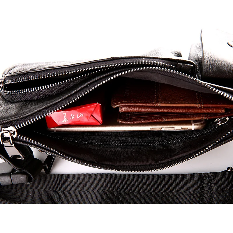 2021 New Leather Men's Sling Chest Day Pack Back Vintage Casual Messenger Bags Cross Body Cowhide Shoulder Bag