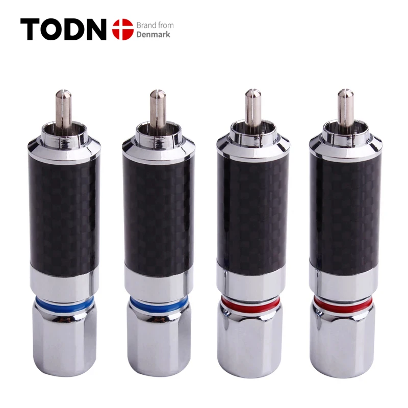 

TODN 2 шт. Audiophile эвтектического углеродного волокна родием Динамик RCA штекер припоя Разъем для сращивания проводов адаптер аудиоразъема