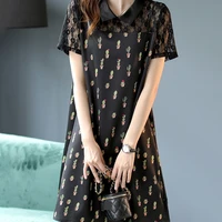 loose western style printed a line shirt fishtail belly dress clothes vintage straight casual lace summer vestidos de mujer