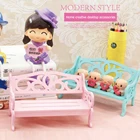 Деревянная мини-скамейка для ролевых игр в парк, кукольный дом, миниатюрный садовый кукольный домик, мебель для девочек, ролевые игры, детская игрушка