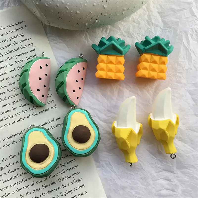 1 шт. Diy Фрукты авокадо ананас арбуз Смола Подвески Брелок украшения фурнитура