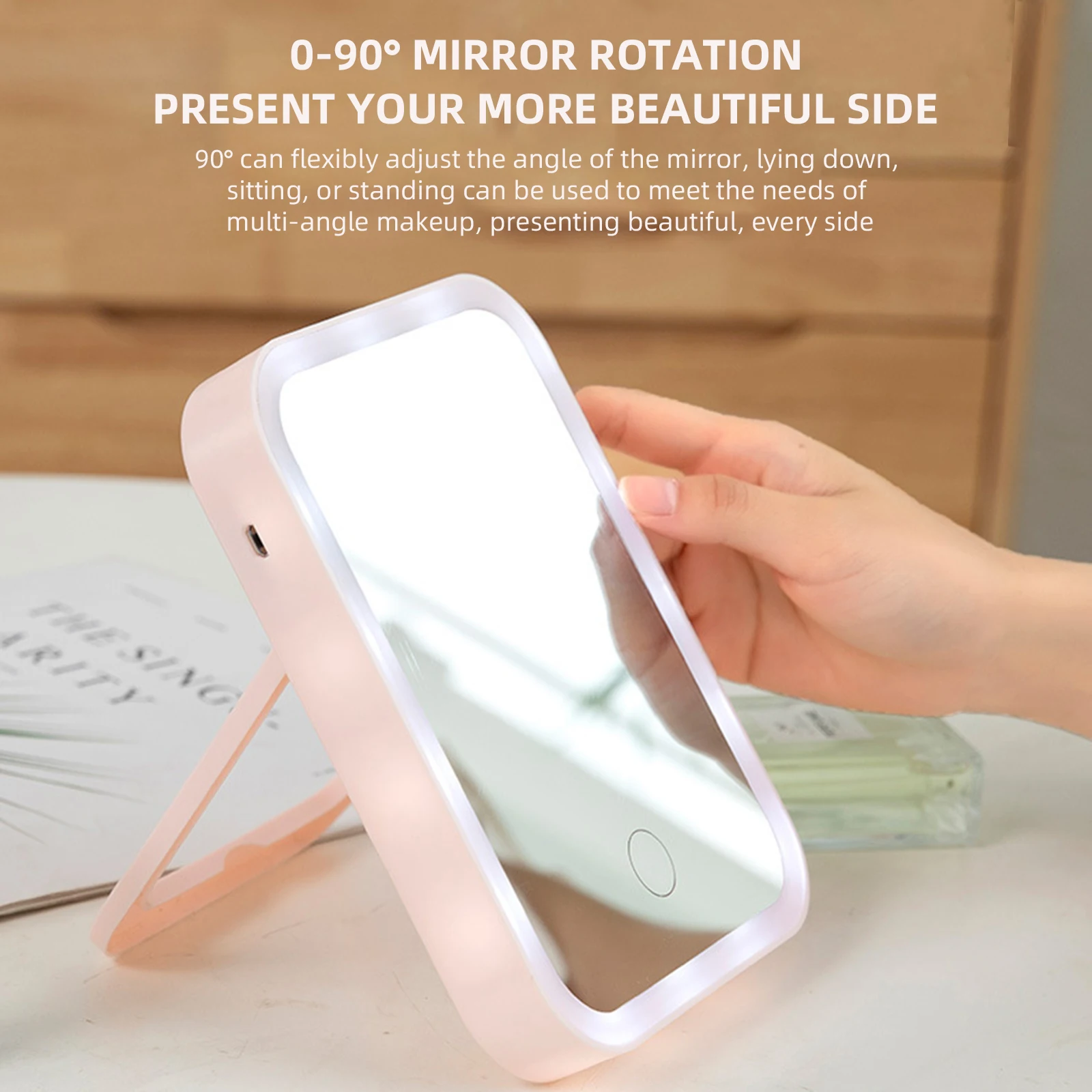 Складное зеркало для макияжа со светодиодной подсветкой и Usb-зарядкой | Красота