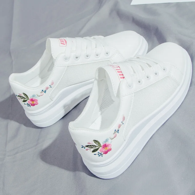 

New Designer Shoes Woman Wedges Platform Sneakers Lace-Up Breathable Feminino Casual Chunky Sneakers Ladies Zapatos Mujer 35-43